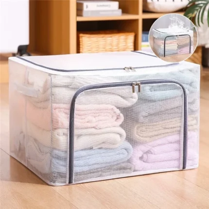 PVC MOONDAY GRAY ZIPPED STORAGE ORGANIZER BOX