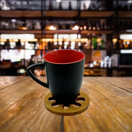 Black Ceramic Mug with Red Interior - Modern Design