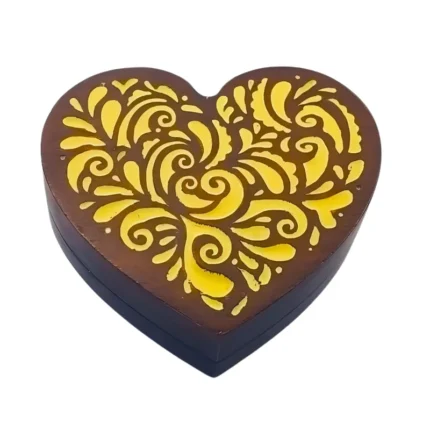 Heart-Shaped Mahogany Jewelry Box