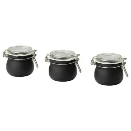 KORKEN jar/lid 13 cl clear glass/black 3
