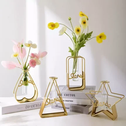 GOLD HYDROPHONIC METAL CENTERPIECE VASE
