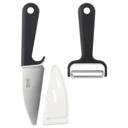 SMÅBIT knife and peeler, black/white
